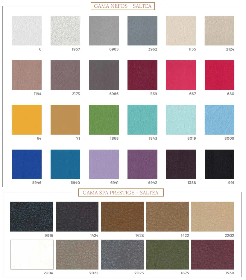 Gamă culori saltea pat masaj și spa LEMI.